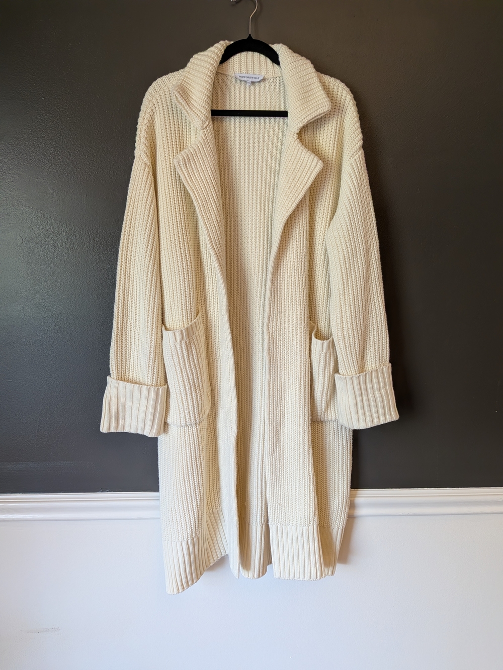 WeWoreWhat Cream Collar Coatigan Long Cardigan, Sz. S/M